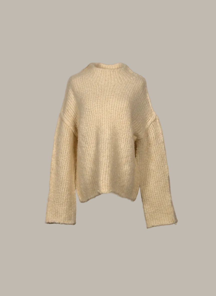 LYLA-Wool mix boucle knit mock neck jumper