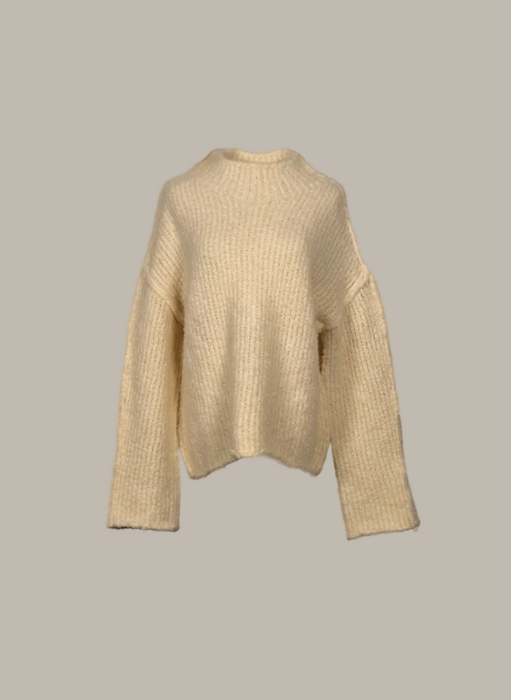 LYLA-Wool mix boucle knit mock neck jumper