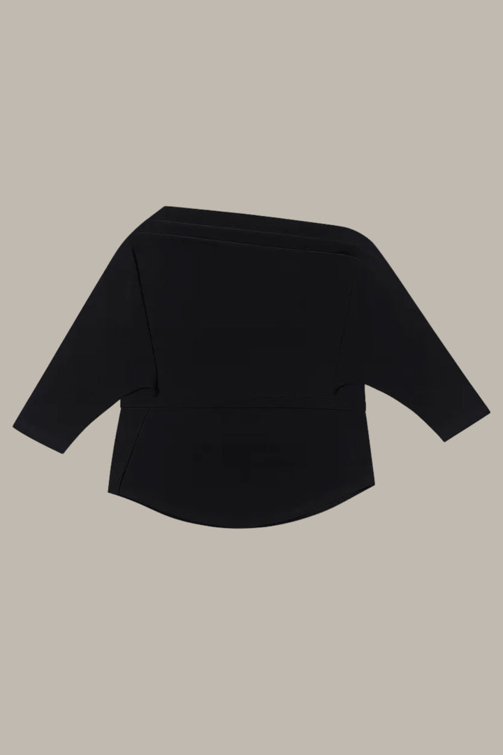 JASMIN- Stretch Suedette off the shoulder top with bow-belt