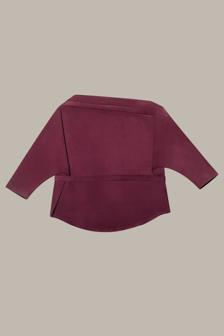 JASMIN- Stretch Suedette off the shoulder top with bow-belt