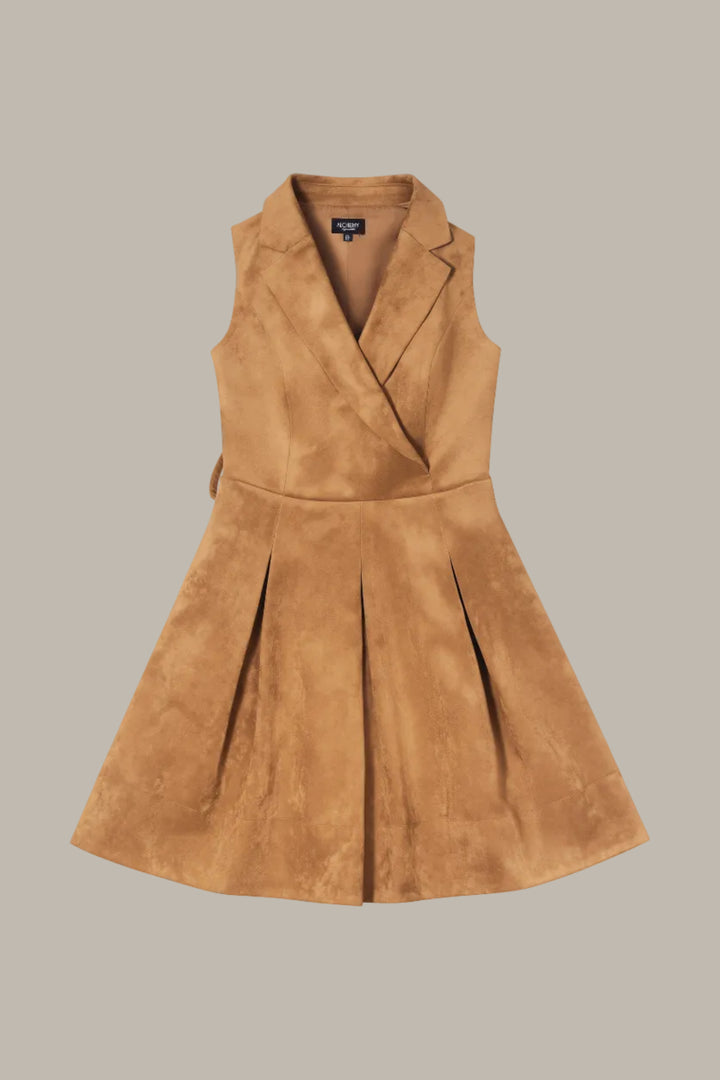 OLYMPIA-Suedette tailored lapel dress