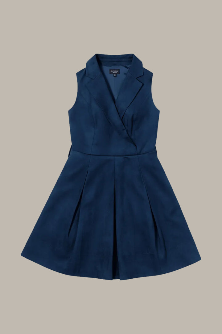 OLYMPIA-Suedette tailored lapel dress