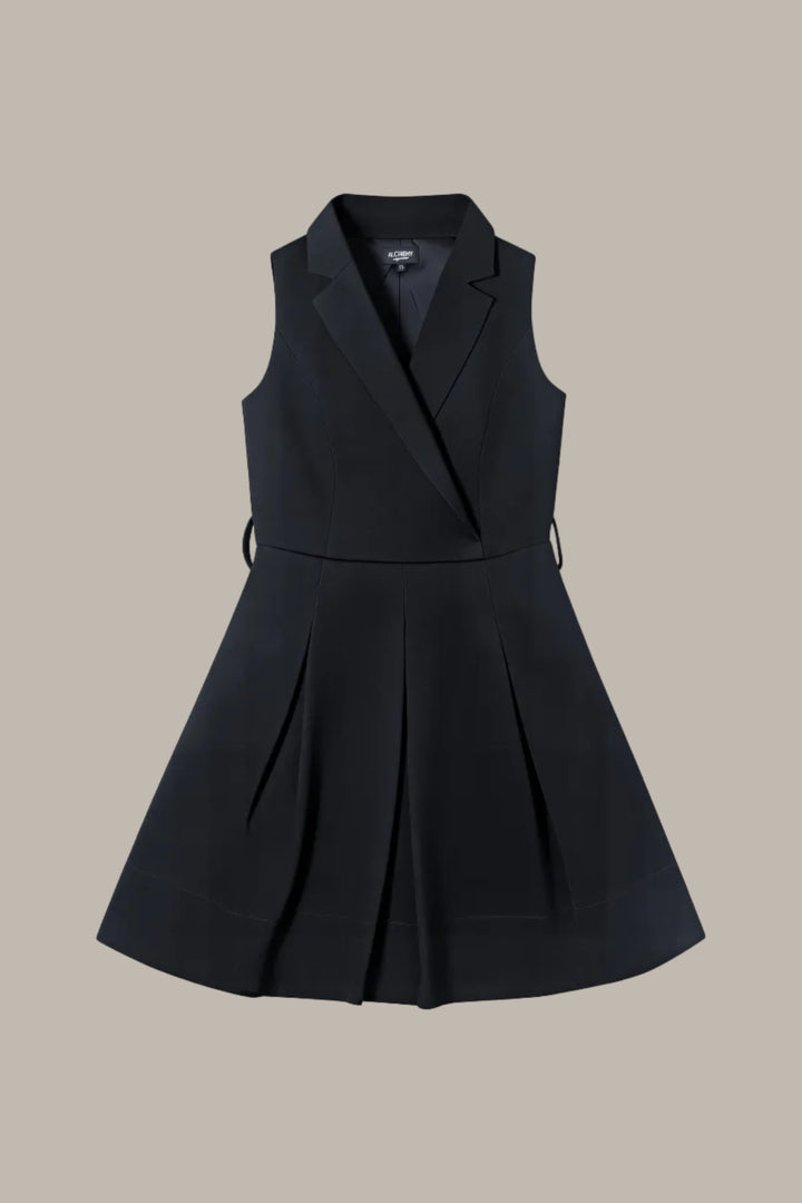 OLYMPIA-Suedette tailored lapel dress