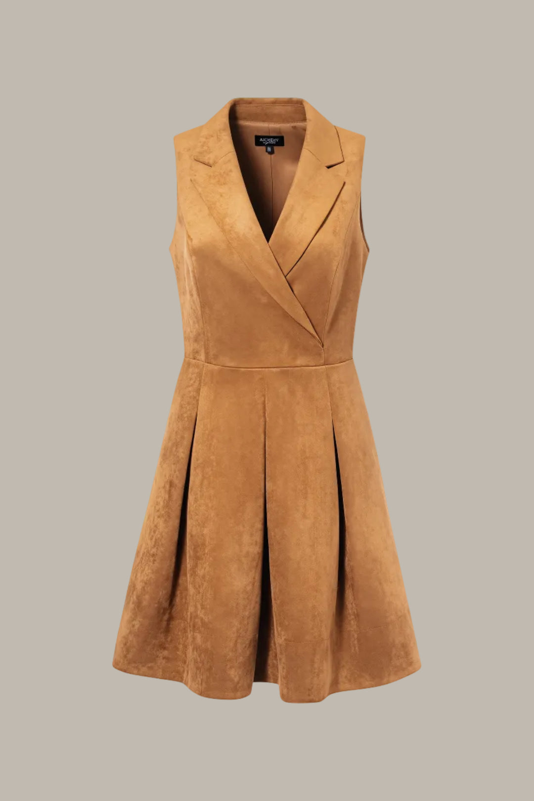 OLYMPIA-Suedette tailored lapel dress