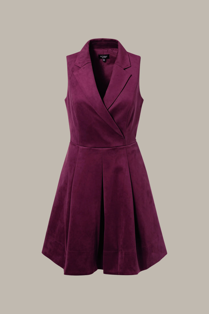 OLYMPIA-Suedette tailored lapel dress