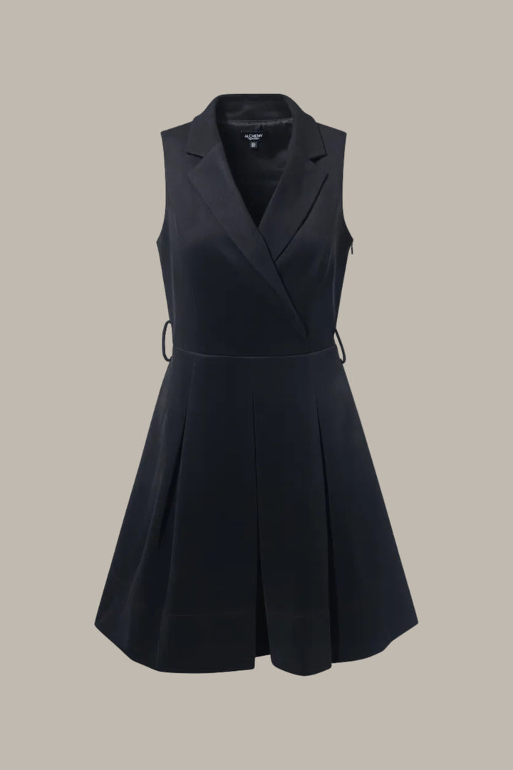 OLYMPIA-Suedette tailored lapel dress
