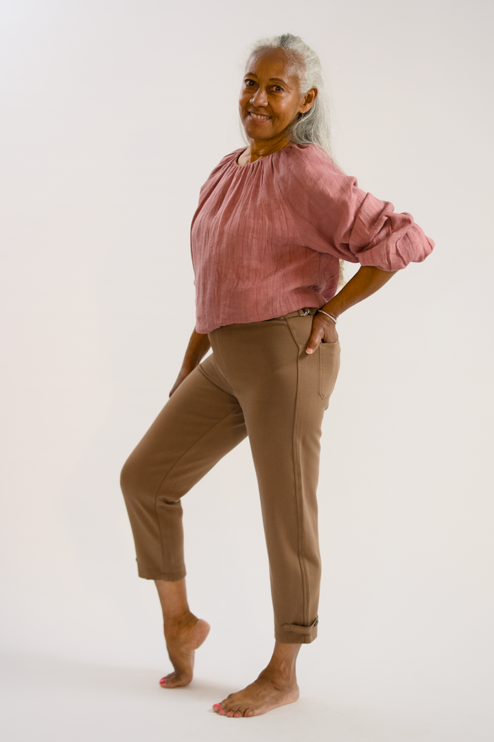 TABITHA-Tencel jersey straight leg trousers