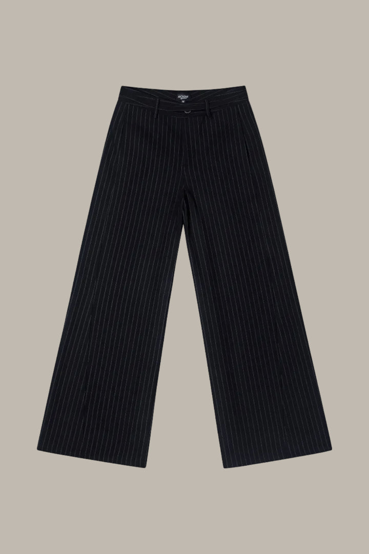 RITA-Wide leg trousers with bow-belt
