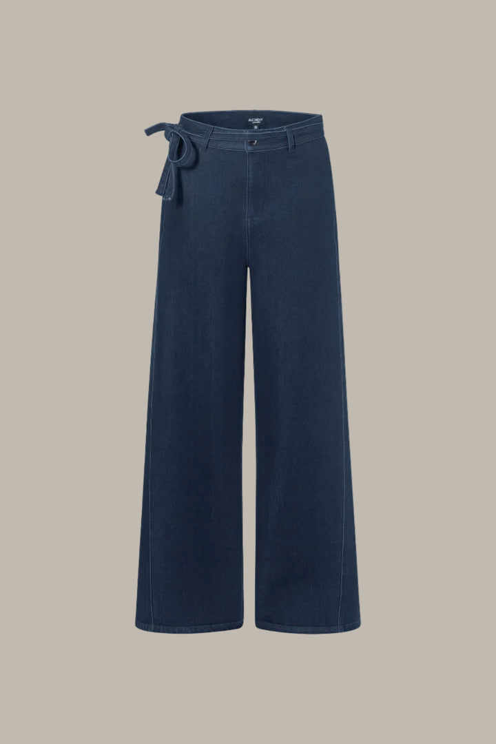 RITA-Wide leg trousers with bow-belt
