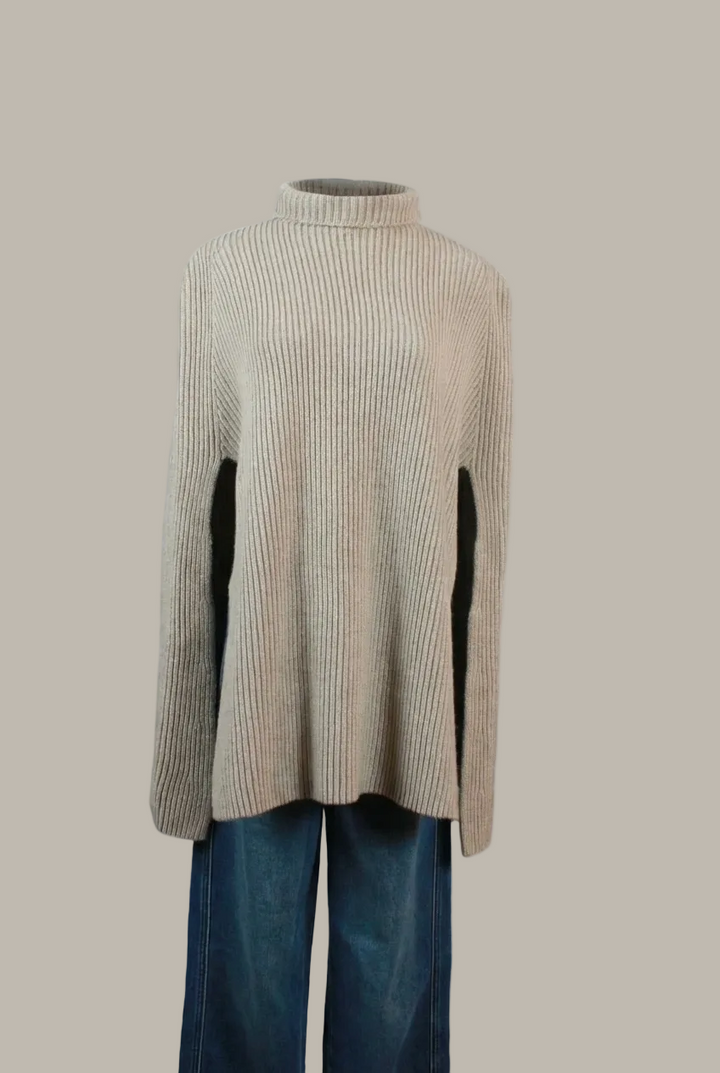 ALISSA-Wool blend roll neck poncho